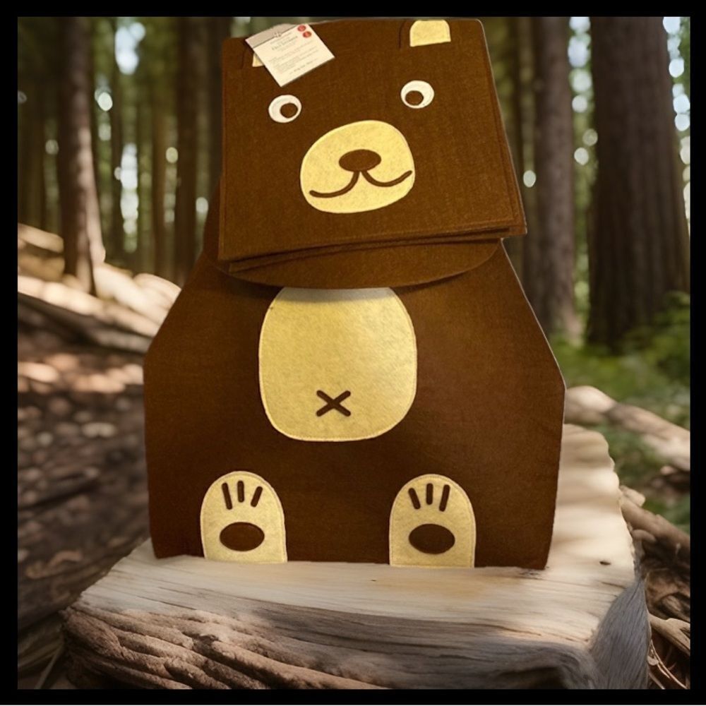 Huntington  Home 2 Piece Bear Felt Storage Containers